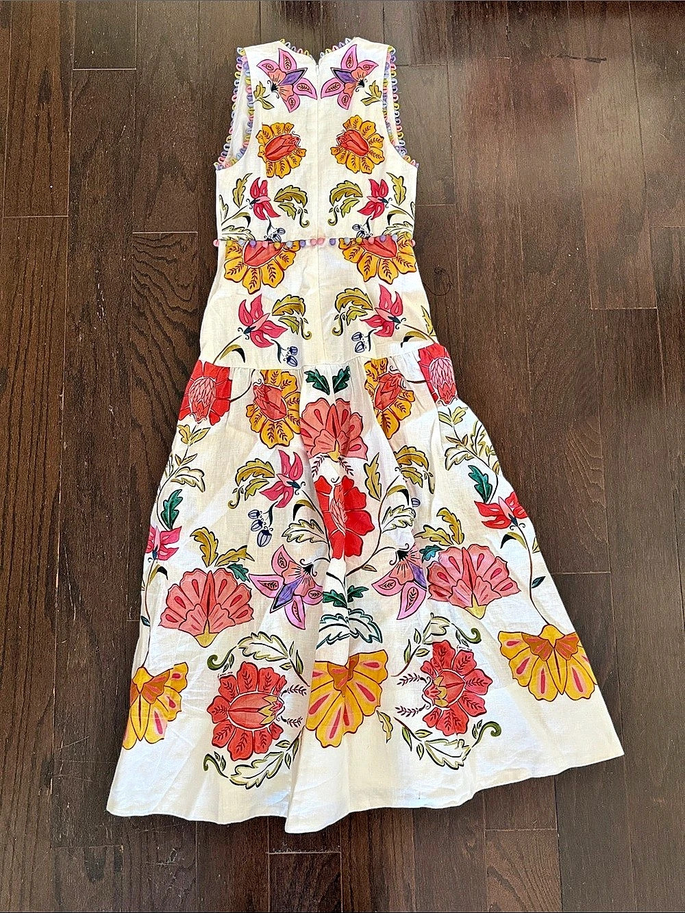 Farm Rio Off-White Flora Tile Scallop Maxi Dress - Picture 2 of 4
